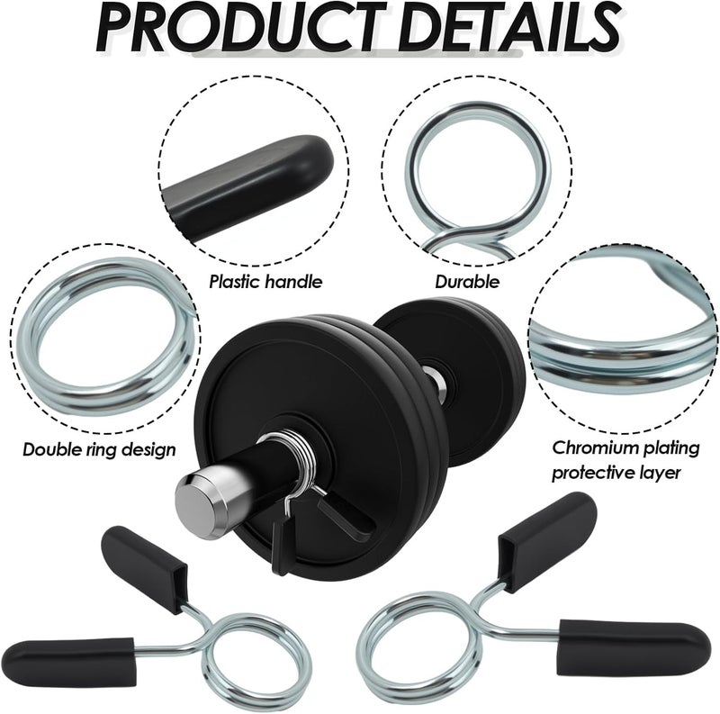 OMASUNB 8pcs Barbell Clamps, Including 4 pcs 25mm and 4pcs 28mm Barbell Clamp Spring Collar Clip Fitness Equipment Lifting KitBarbell Clips for Weight Lifting, Gym & Home Workouts Secure Weights - Image 3